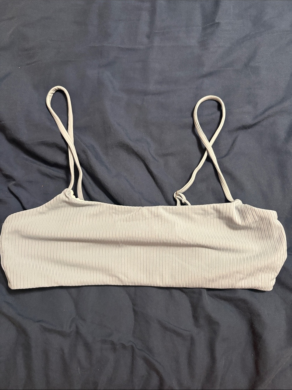 Ribbed Strappy Bandeau Top in Light Blue